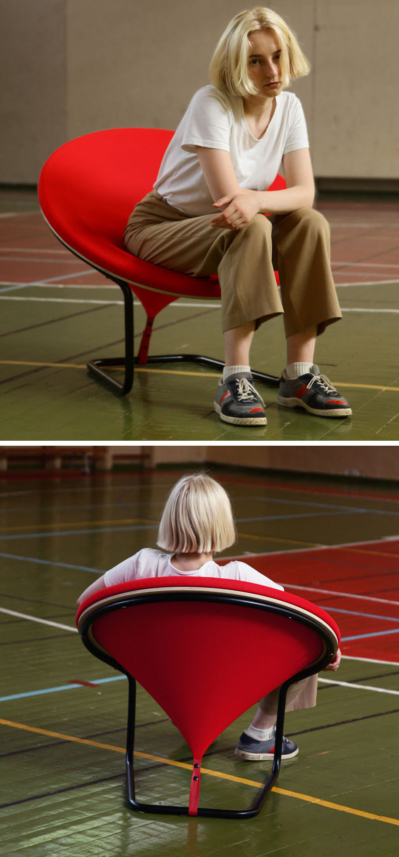 Lithuanian designer Gaudute Zilyte, has created REDDOT, a bright red modern and sculptural armchair. #Seating #Design #Furniture #ModernFurniture #FurnitureDesign #Armchair