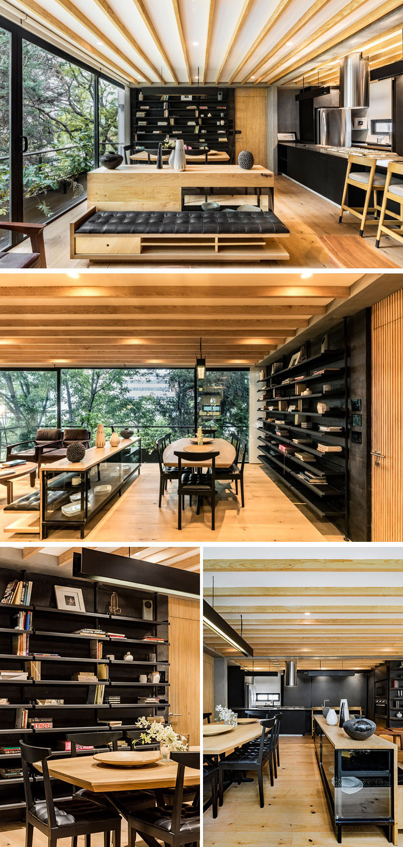 Black And Wood Design Elements Are Ever-Present In This Apartment Interior