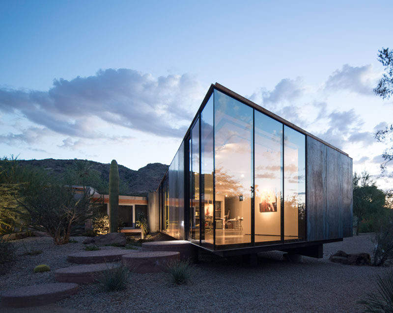 Chen + Suchart Studio have designed a modern art studio that features an exterior of weathering steel panels and a bright white interior. #ArtStudio #ArtistStudio #Architecture #ModernArchitecture