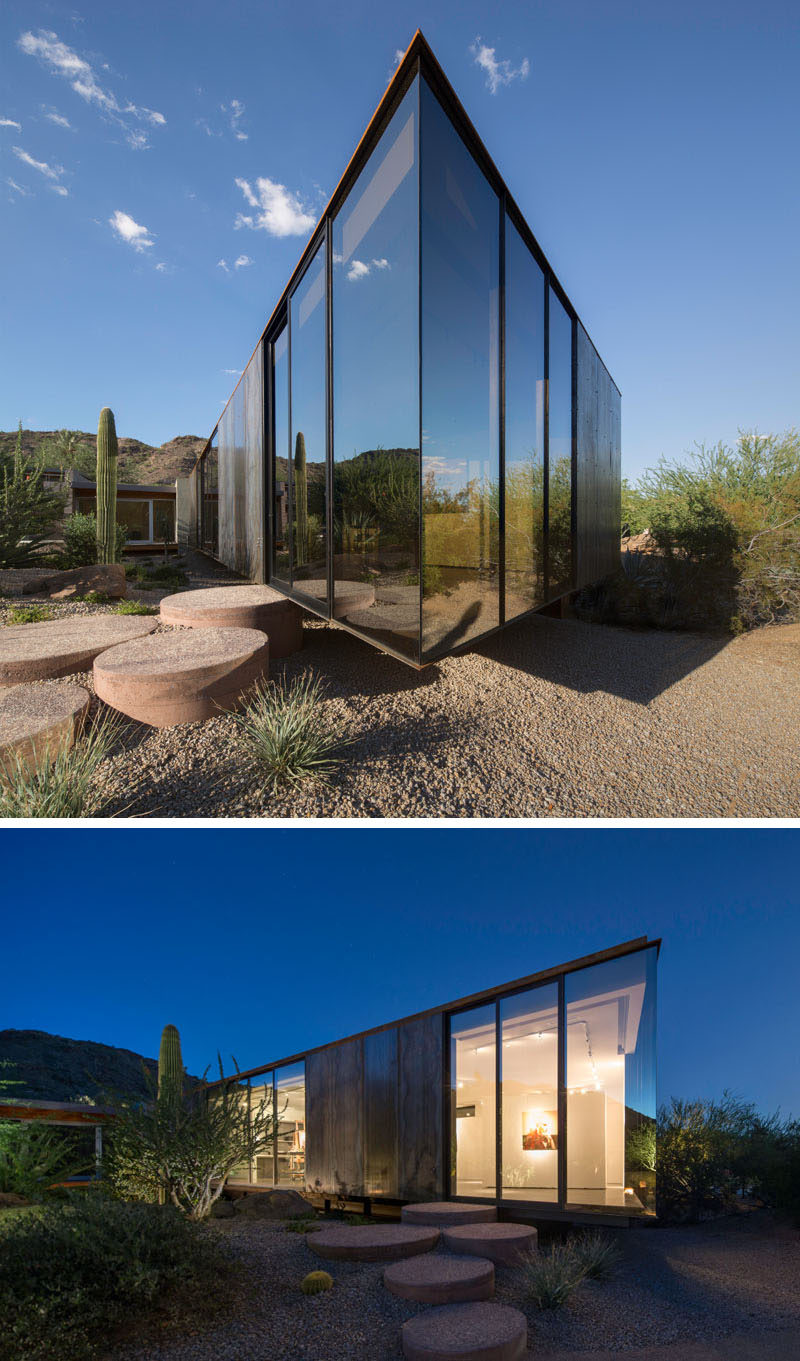 Chen + Suchart Studio have designed a modern art studio that features an exterior of weathering steel panels and a bright white interior. #ArtStudio #ArtistStudio #Architecture #ModernArchitecture