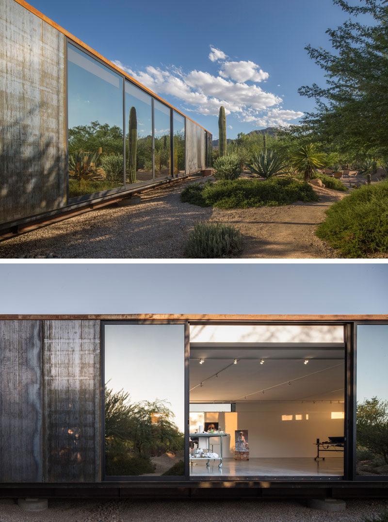 Chen + Suchart Studio have designed a modern art studio that features an exterior of weathering steel panels and a bright white interior. #ArtStudio #ArtistStudio #Architecture #ModernArchitecture