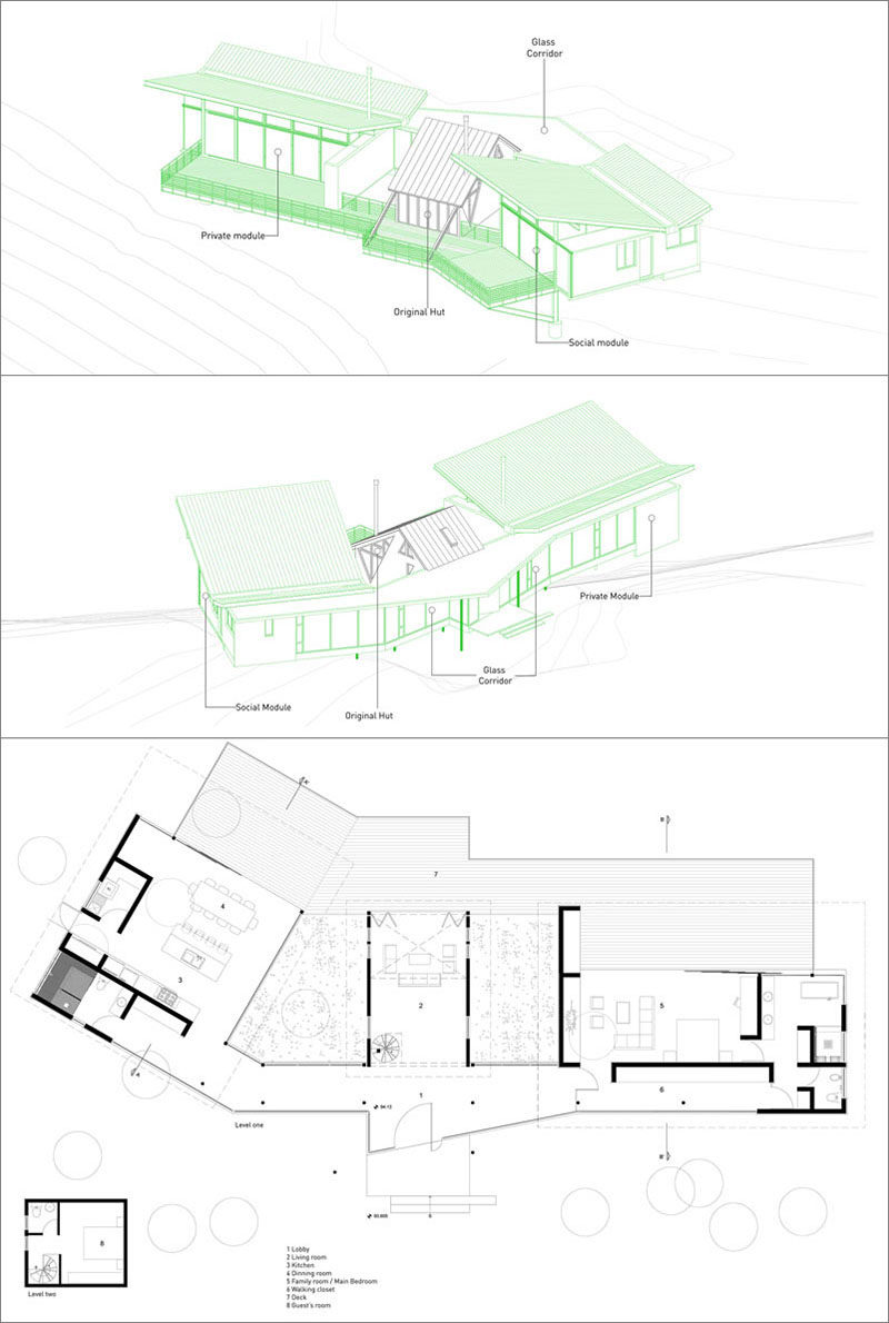 Paz Arquitectura have added modern extensions to a small hut in Guatemala, that was built in 1965. #Architecture #FloorPlan #HouseDesign