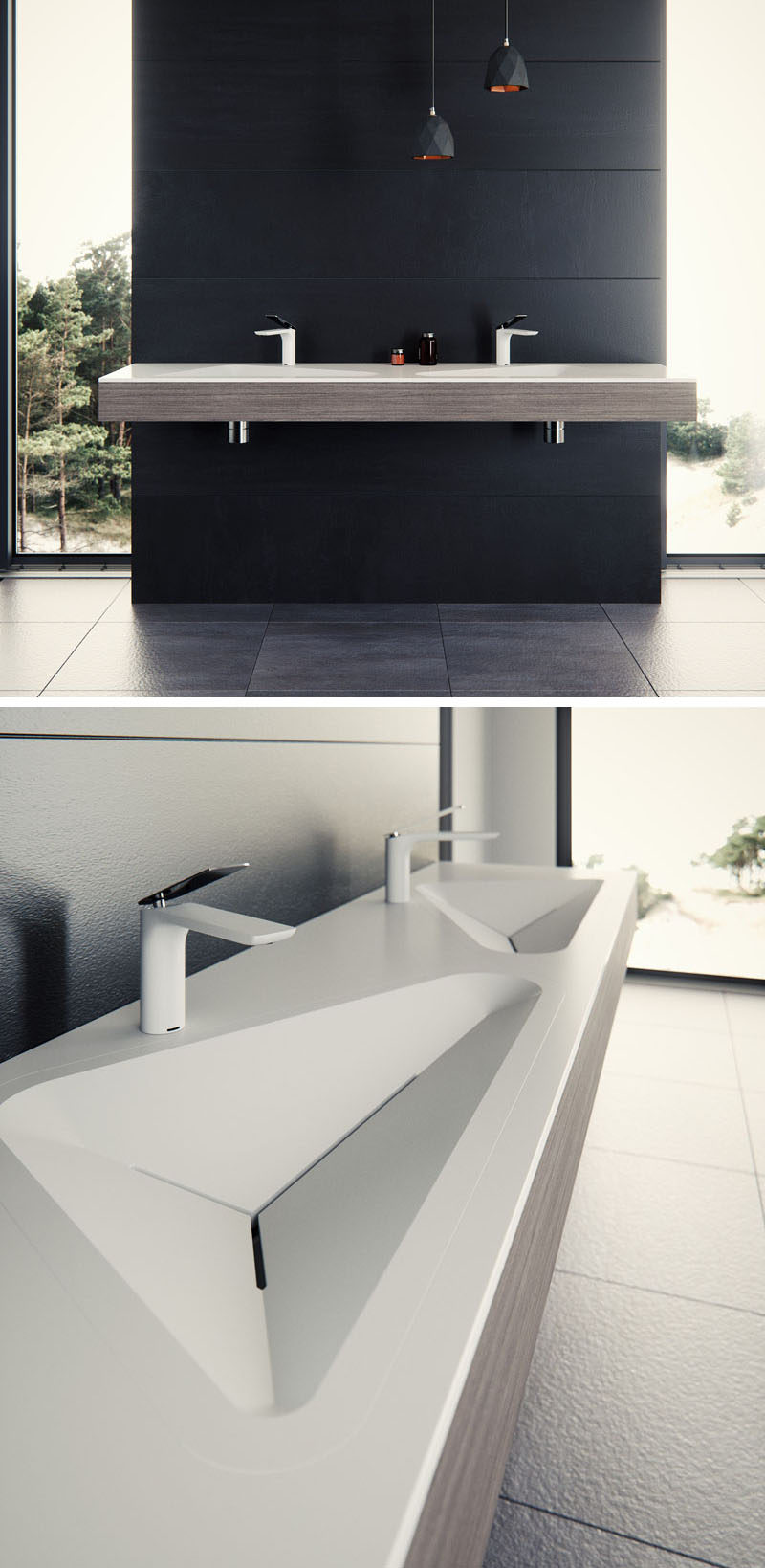 Le Projet have designed a modern bathroom sink that has contemporary crisp lines and geometric shapes. #BathroomDesign #BathroomSink #ModernBathroom