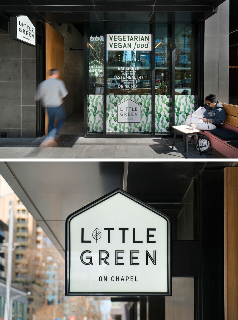 Benjamin Frétard of FRETARD Design has recently completed a new and small modern cafe named 'Little Green', that's located in the heart of Melbourne, Australia. #Cafe #GraphicDesign