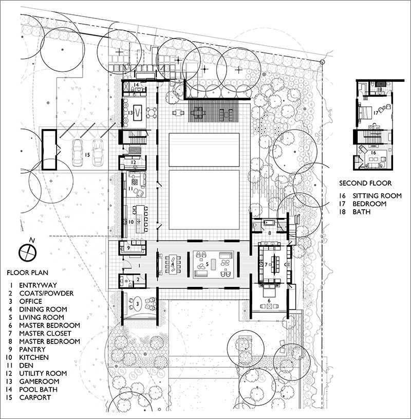 Bodron+Fruit have designed the Preston Hollow residence in Dallas, Texas, for a couple that wanted a modern home to display their ever-growing art collection. #FloorPlan #ModernHouse #Architecture