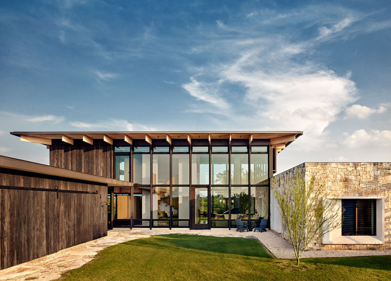 Michael Hsu Office Of Architecture have designed a new modern weekend house in Mason, Texas, that's located on and inspired by an old family campsite. #Architecture #ModernHouse