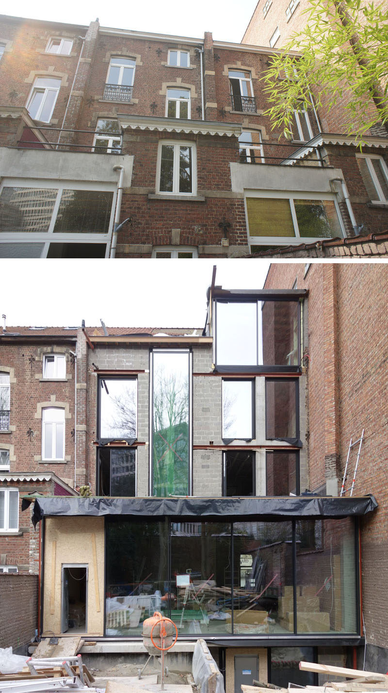 Before Pics - Architecture firm K2A, have completed the renovation of two very narrow houses that were in poor condition in Brussels, and transformed them into a larger house with a back garden. #Architecture