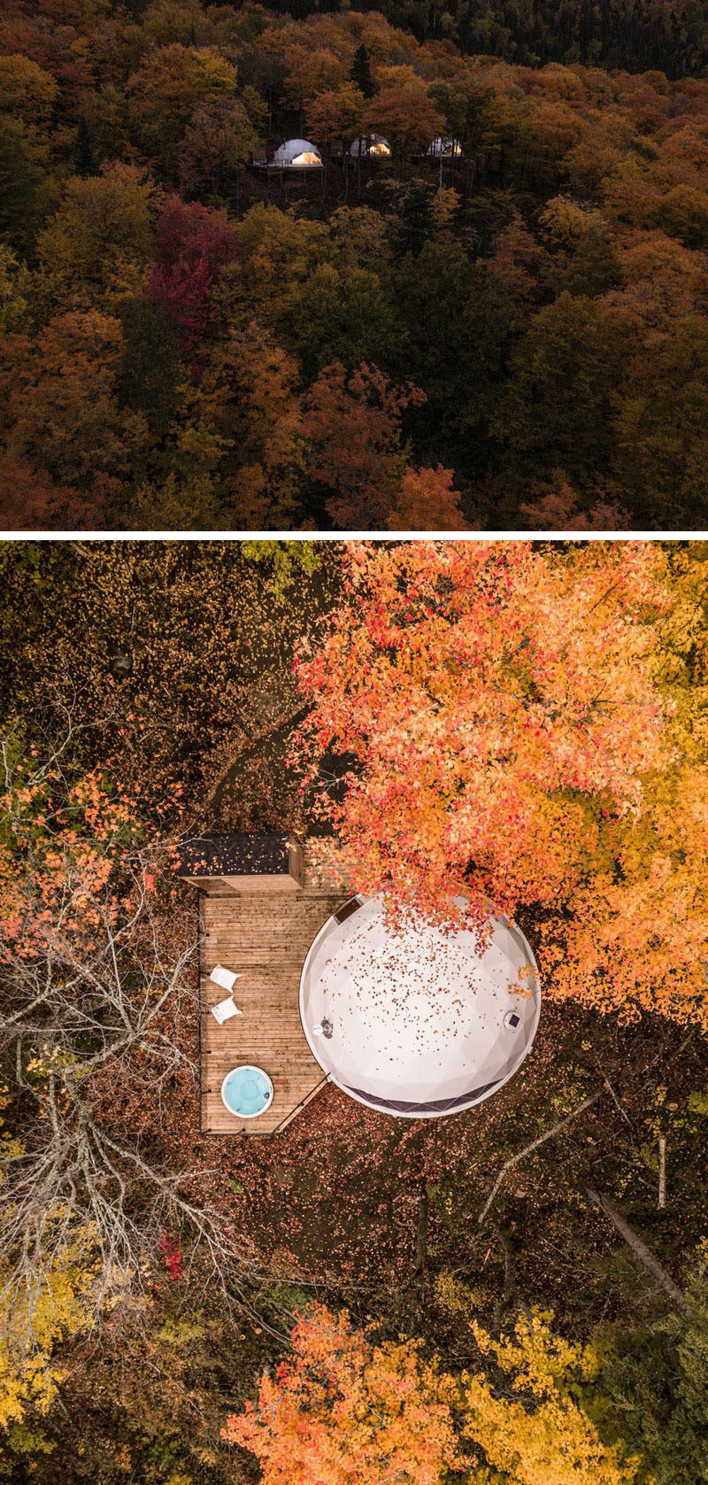 Bourgeois / Lechasseur architects have recently completed “Dômes Charlevoix”, a collection of three domes that have been designed and installed as part of a new concept of four seasons eco-luxurious accommodations. #Quebec #Dome #Travel