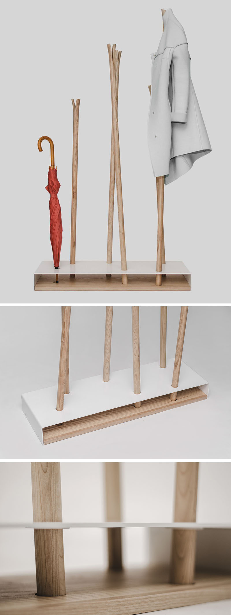 MZPA have designed 'Hilka', a series of two coat racks, a standalone floor coat rack, and a bench coach rack. #CoatRack #Design #FurnitureDesign