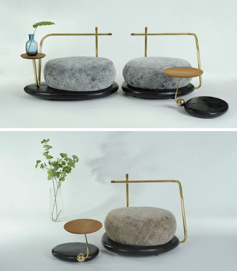 Designer Apiwat Chitapanya has created the Zen Stone Collection, that includes a sofa set, a side table, and a screen, for Thai furniture brand Masaya. #FurnitureDesign #Seating #Screen #Table