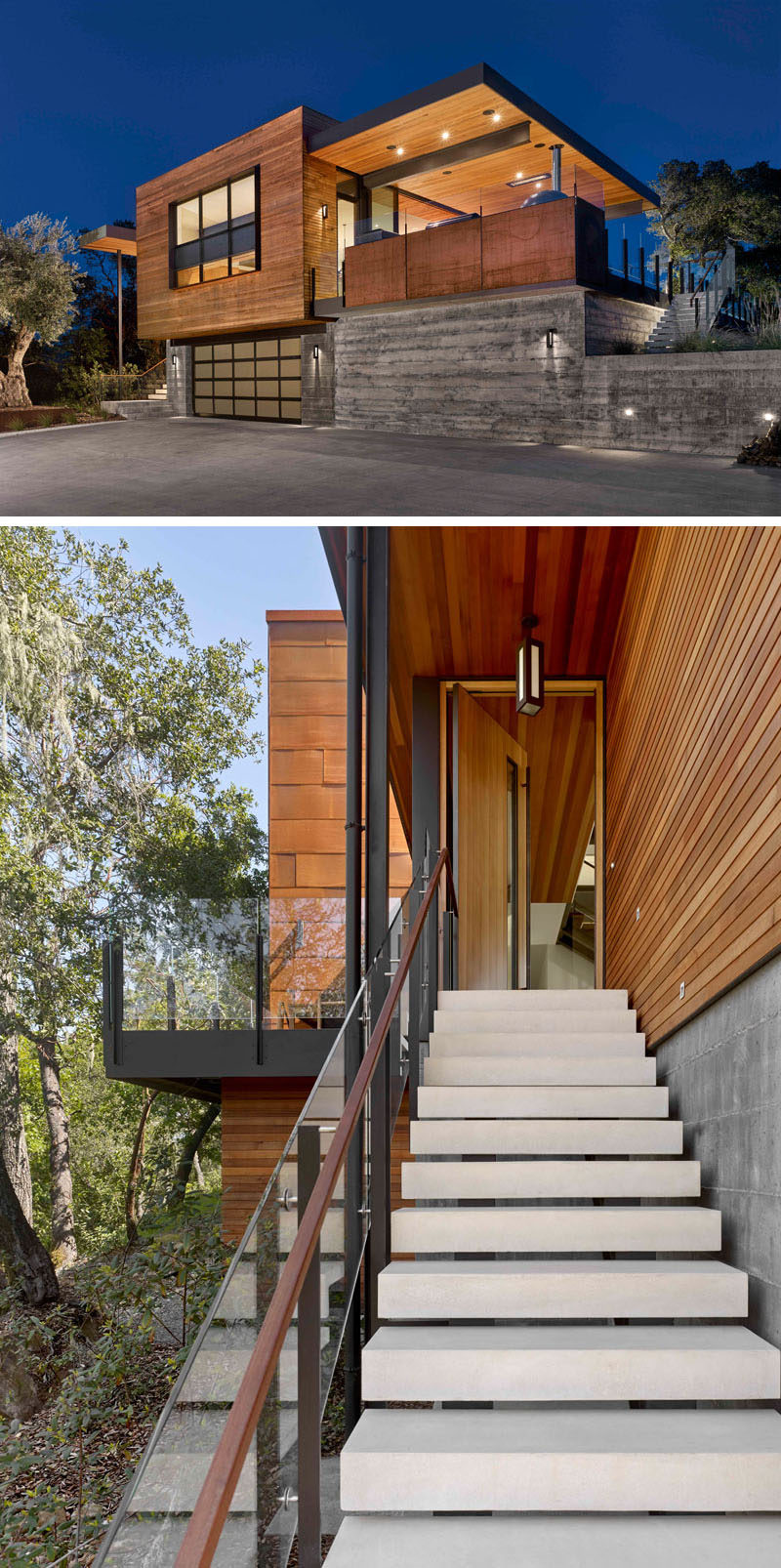 Zack | de Vito Architecture + Construction have recently completed the RidgeView House, that sits atop the western edge of the Vaca Range overlooking St. Helena and the Napa Valley in California. #Architecture #ModernHouse #HouseDesign