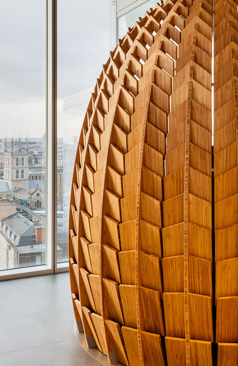 These Regeneration Pods are made from hundreds of pieces of bamboo and provide a place for employees to take a short-term rest. #Workplace #Office #Design