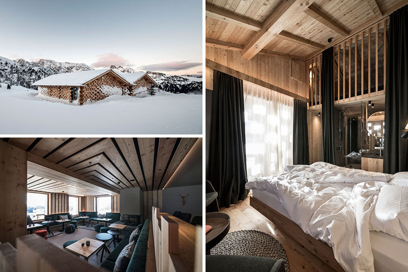 noa* (network of architecture) have completed the conversion and extension of Zallinger Refuge, a hotel located within the Alpe di Siusi area of Italy. #Hotel #InteriorDesign #Architecture #Italy