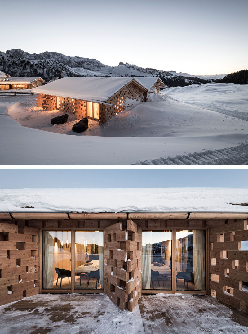 noa* (network of architecture) have completed the conversion and extension of Zallinger Refuge, a hotel located within the Alpe di Siusi area of Italy. #Hotel #InteriorDesign #Architecture #Italy