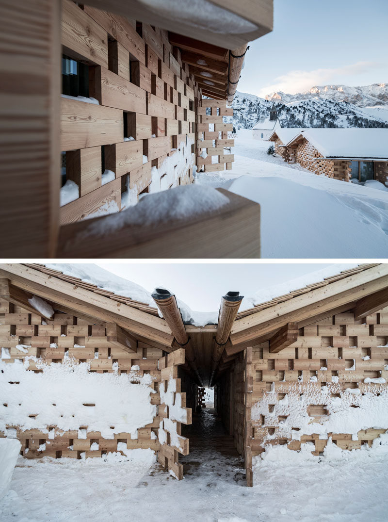 noa* (network of architecture) have completed the conversion and extension of Zallinger Refuge, a hotel located within the Alpe di Siusi area of Italy. #Hotel #InteriorDesign #Architecture #Italy