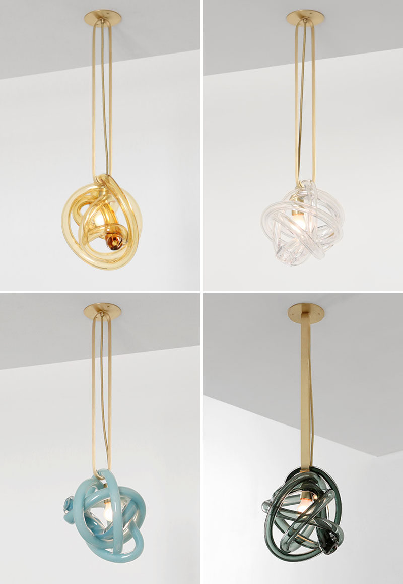 Design and manufacturing company SkLO have created the Wrap Collection, a series of three modern handblown glass lights. #Lighting #GlassLighting #ModernLighting