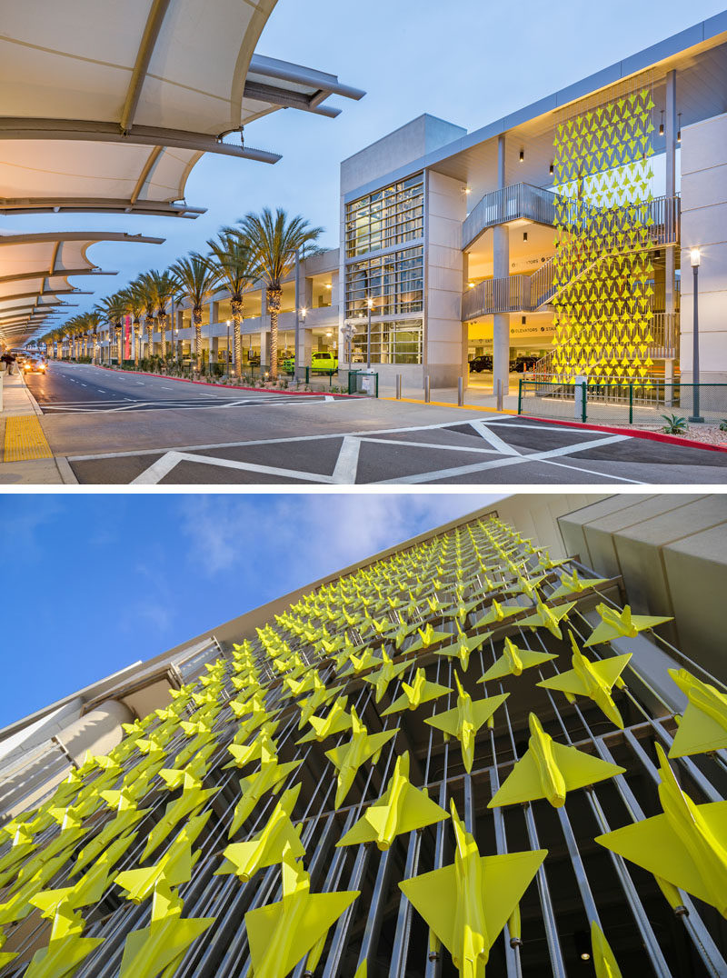 Artist Mark Reigelman II has designed three permanent site-specific installations at San Diego International Airport, that consist of screens that showcase various plane designs. #Art #Sculpture #PublicArt