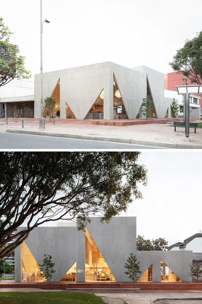 Studio Cadena has recently completed the design of Masa, a new restaurant that occupies a corner along a main avenue in Bogota, Colombia. #ModernRestaurant #Architecture