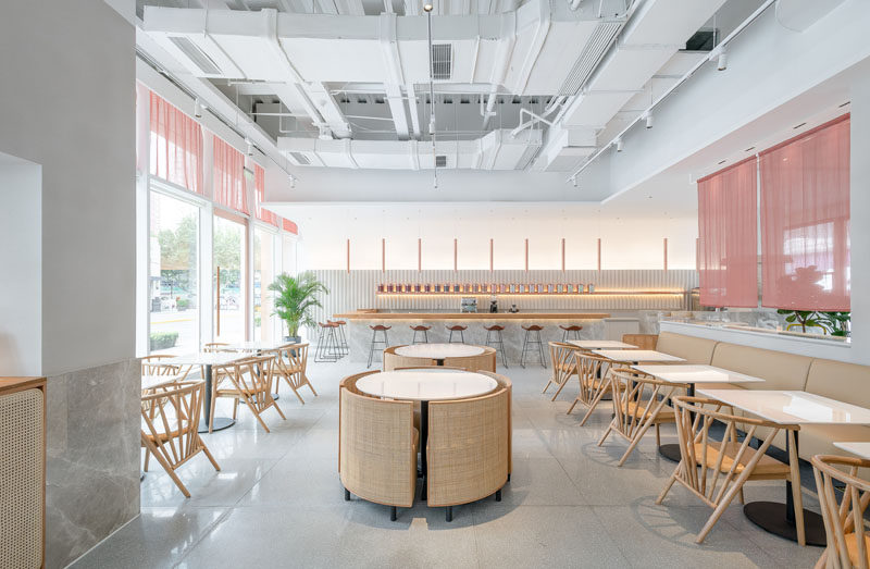 OFFICE COASTLINE have recently completed a new modern tea house in the city of Shanghai, China, for the life-style brand “Genshang”. #InteriorDesign #CafeDesign #TeaHouse #ModernRestaurant