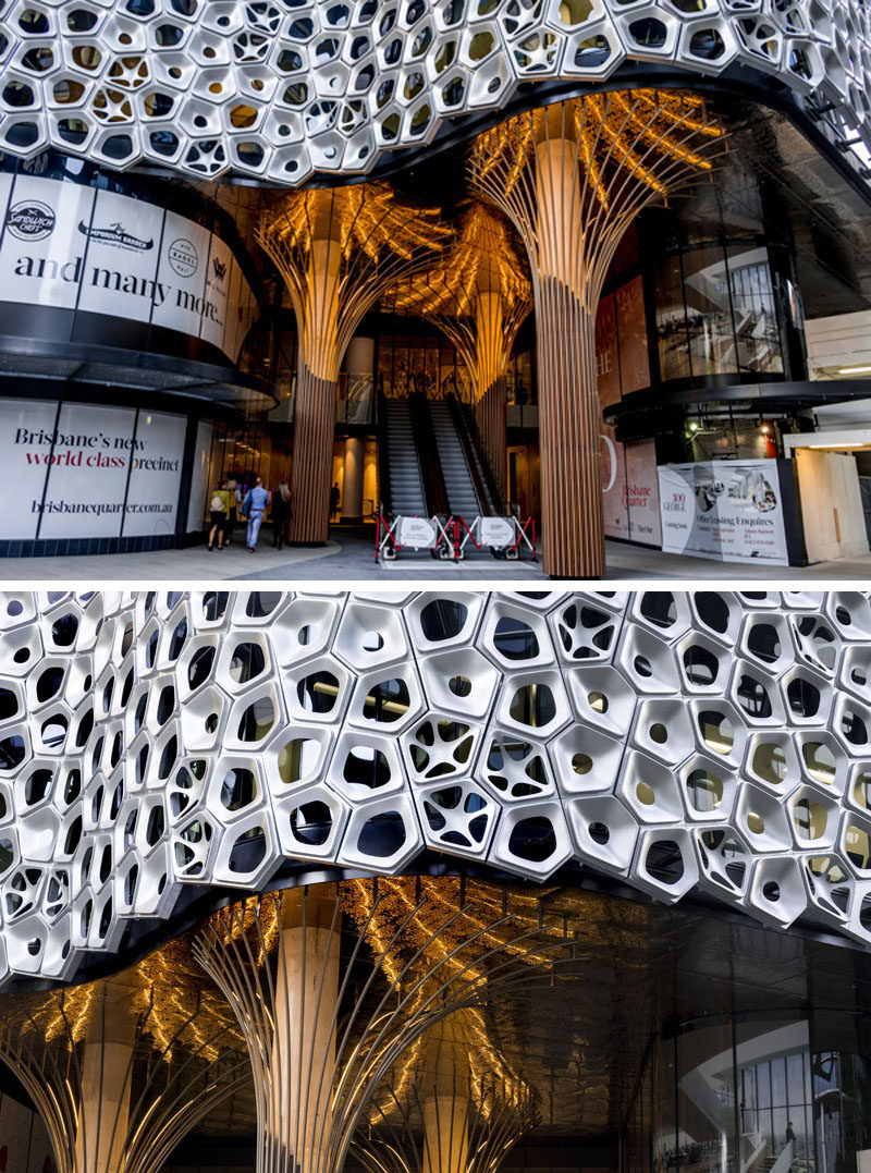 UAP Global Studios and Workshop assisted artist Alexander Knox in the creation of a sculptural facade that spans 28632 square feet (2660 sqm) and is made up of over 2500 3D pressed and planar aluminium panels. #Facade #Architecture #Sculpture
