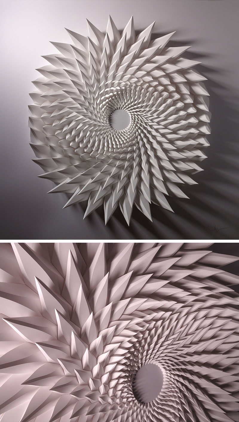 American paper engineer and artist Matt Shlian, has created a collection of sculptures where he uses paper to form artwork that almost look like they're moving. #Art #Sculpture