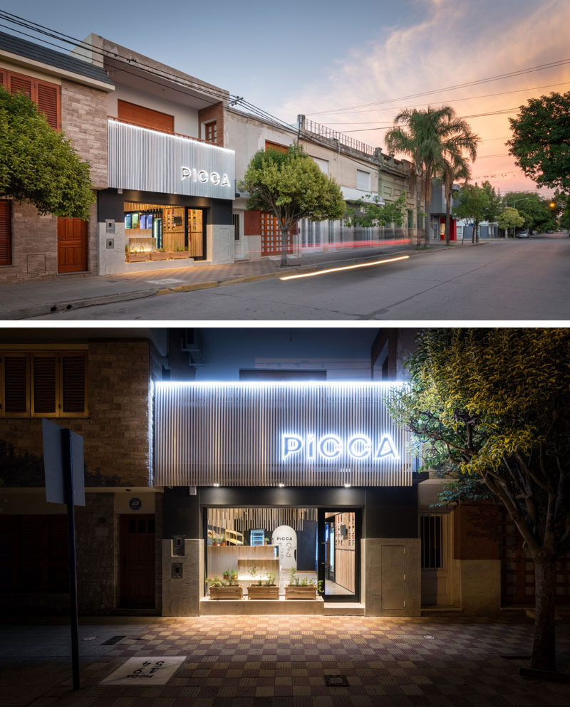 Argentinian firm EFEEME Arquitectos have designed PICCA, a small and modern retail store in the city of Villa María, Córdoba, that sells pasta. #RetailStore #StoreDesign #StoreFacade