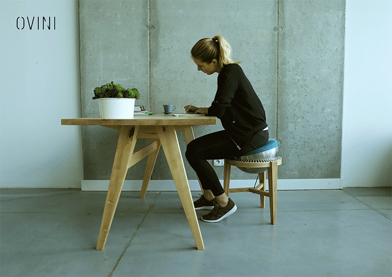 Polish industrial design student Weronika ?ytko, has completed OVINI, a small balance stool that makes use of steel ball bearings to create a tilting seat. #Design #Seating #Furniture