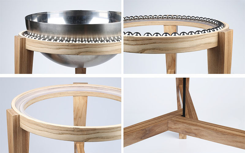 Polish industrial design student Weronika ?ytko, has completed OVINI, a small balance stool that makes use of steel ball bearings to create a tilting seat. #Design #Seating #Furniture