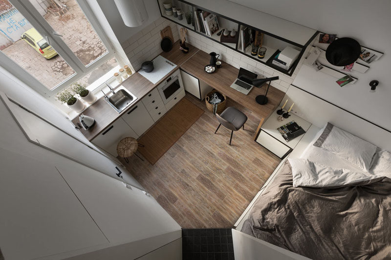 Fateeva Design have created the layout for a small apartment in Ukraine, that measures in at just 186 square feet. #SmallLiving #SmallInterior #SmallApartment