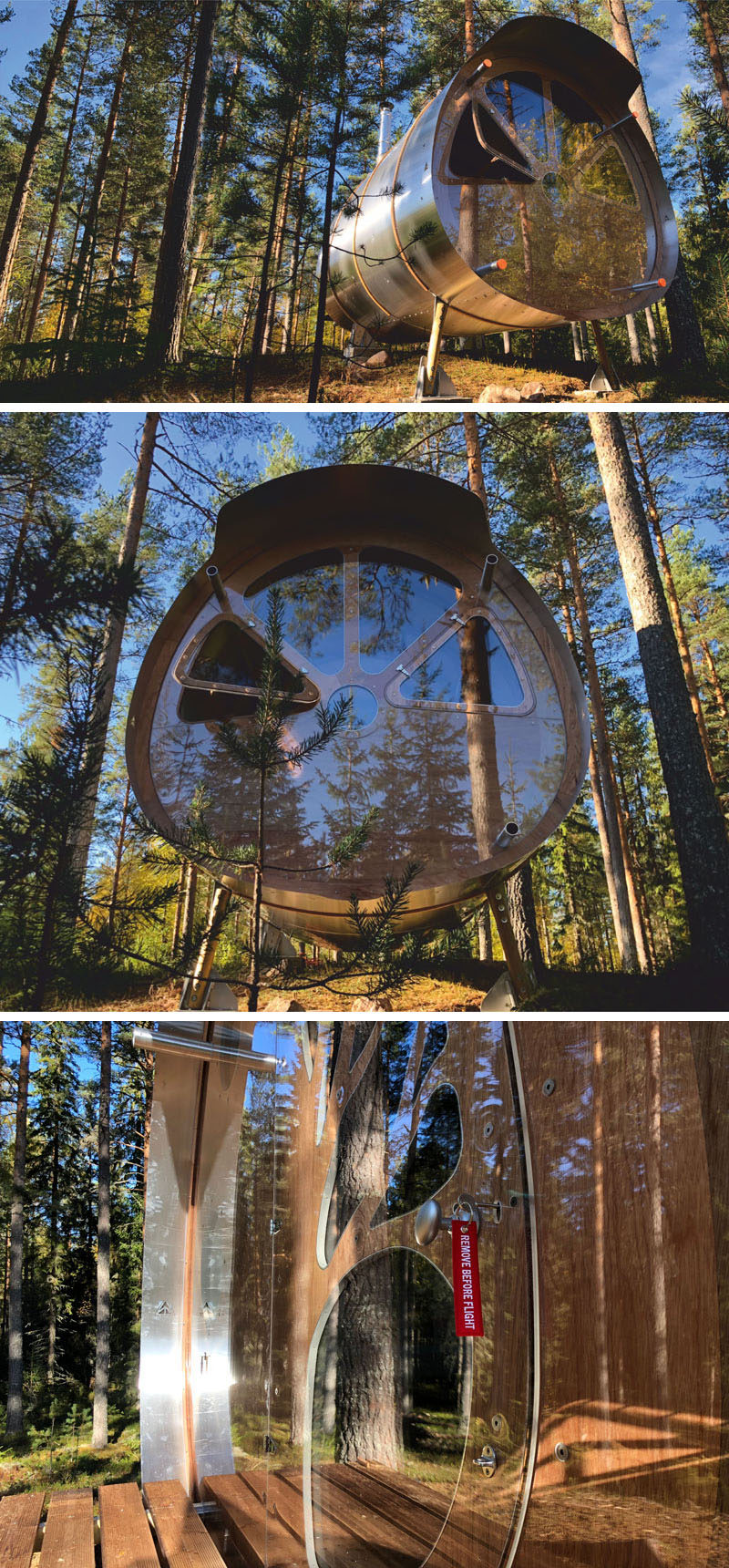 British company Tree Tents has created Fuselage, a contemporary take on the traditional off-grid woodland cabin. #CabinDesign #Cabin #Architecture
