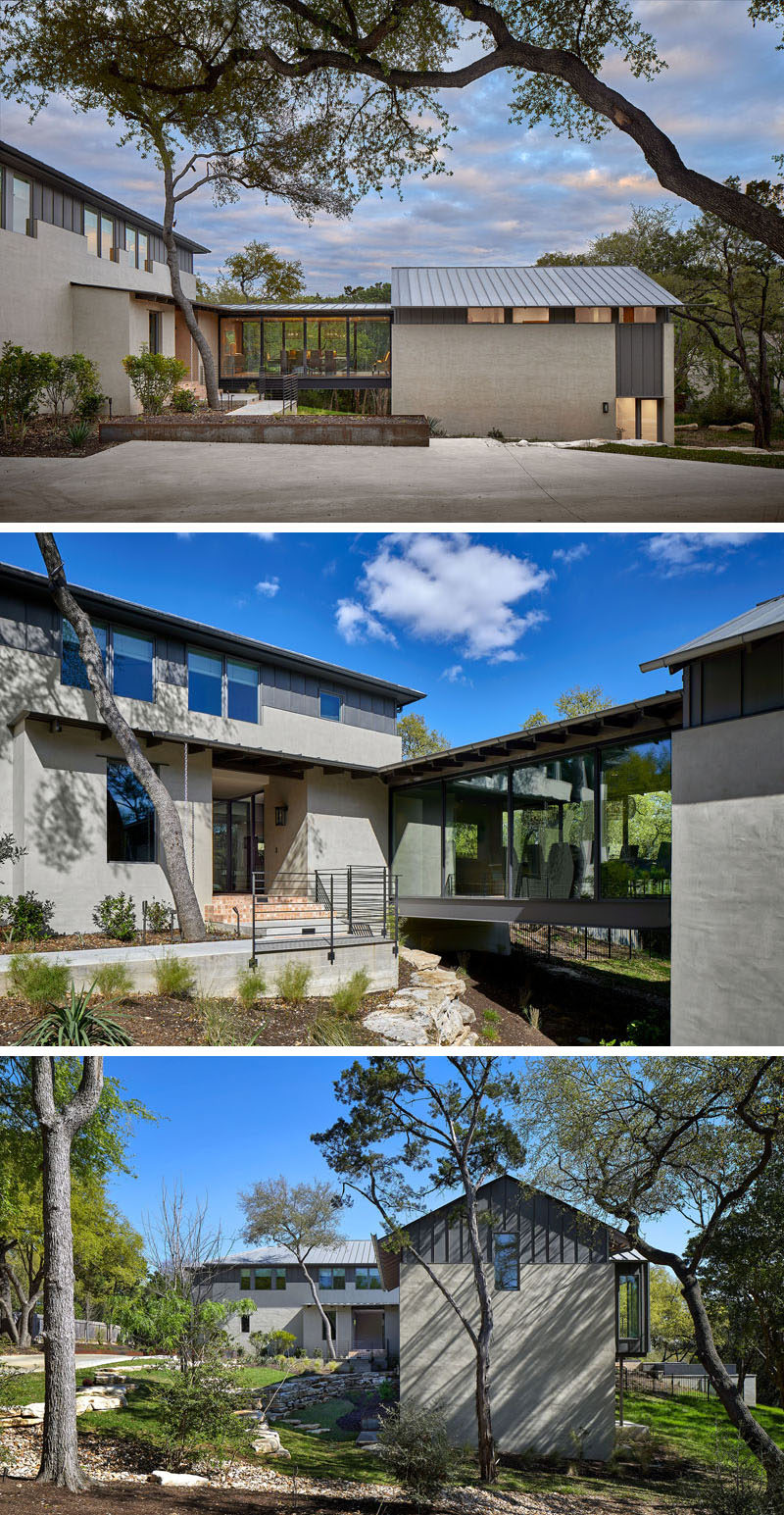 Furman + Keil Architects designed the renovation and an addition to a house in Austin, Texas, that was originally a 1980's era suburban brick home. #ModernHouse #Architecture