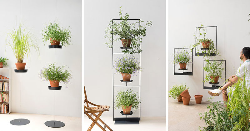 Mauro Canfori has designed Teepots, a minimalist plant shelving system. #Plants #HomeDecor #Shelving #PlantStand