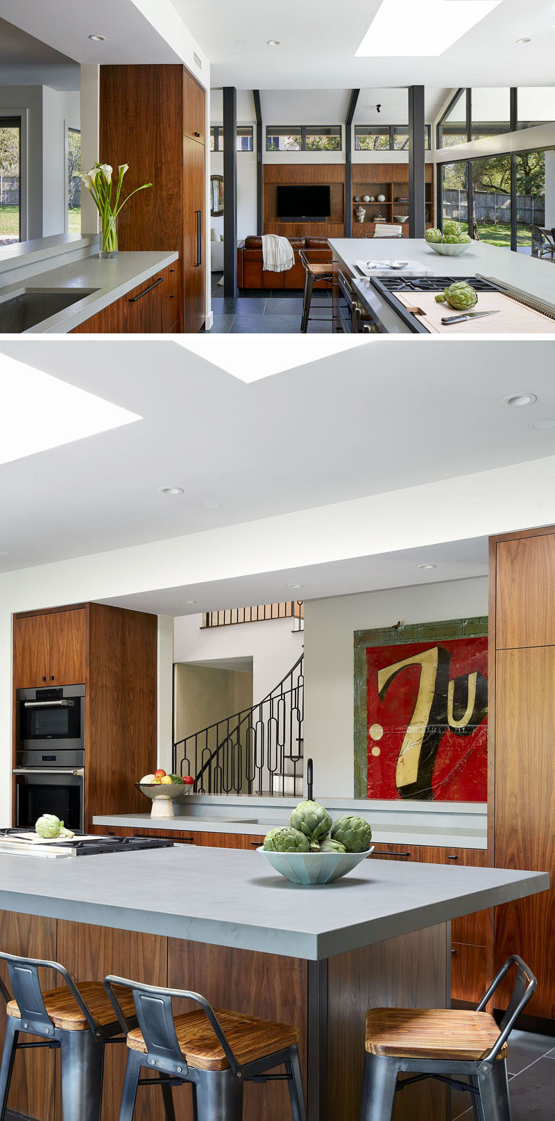 Skylights have been included in the design of this kitchen, helping to keep the space bright. #KitchenDesign