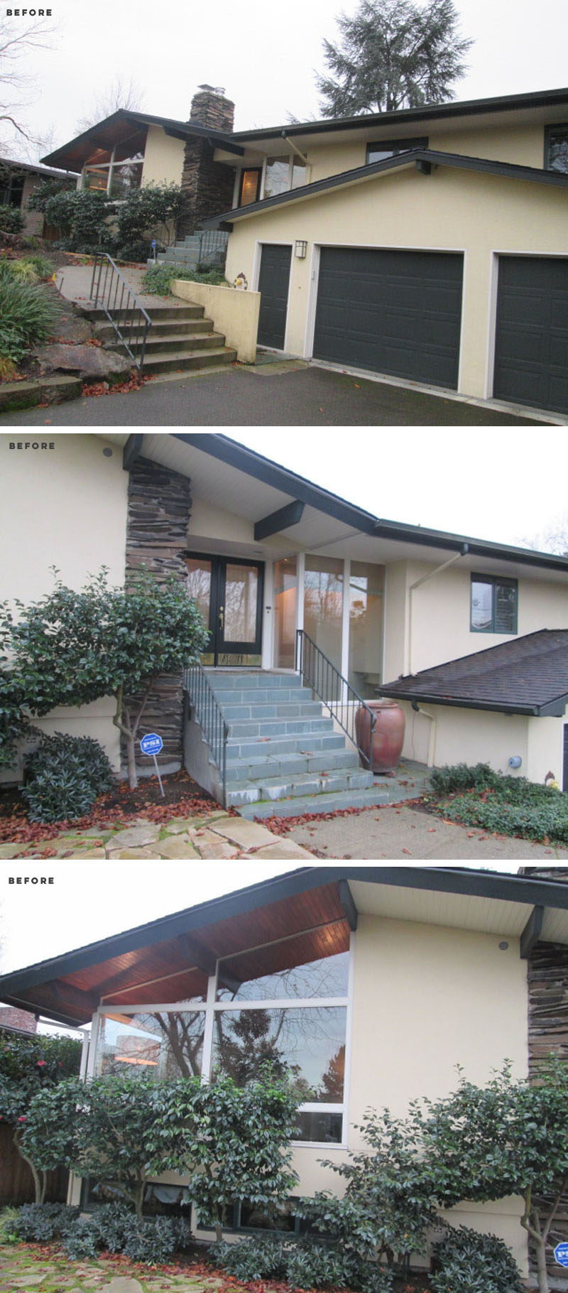 BEFORE PHOTO - Before the revitalization, the house was the recipient of many changes over the years. This is what the front of the house looked like before any work was done. Click through to see the after photos. #HouseRenovation