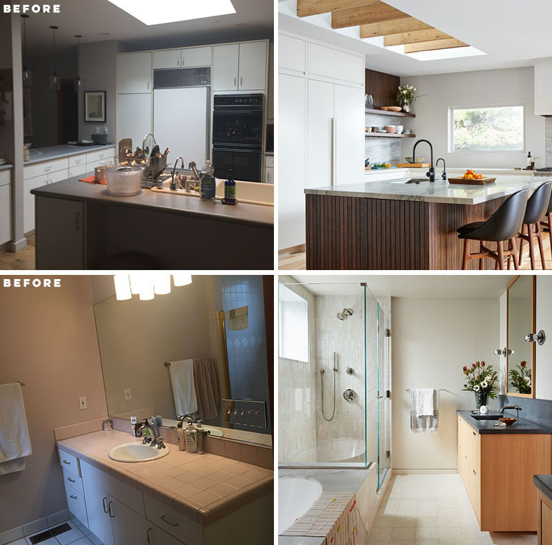 California based firm BK Interior Design, has completed the contemporary interior renovation of a home tucked away in the hills of Mill Valley, California. #Renovation #KitchenRemodel #BathroomRemodel
