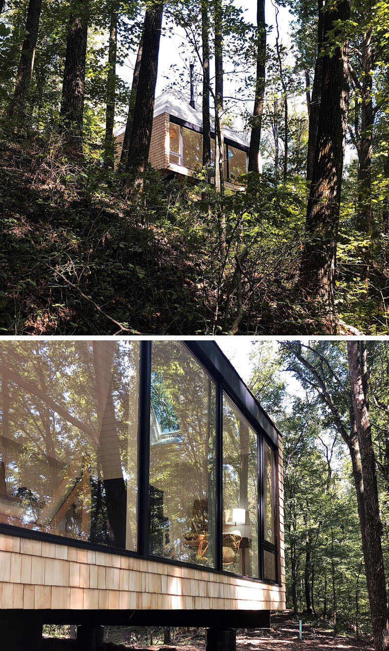 Architecture and interior design studio Midland, has designed a 600 square foot, off-grid cabin, located on a family farm in Belmont County, Ohio. #Architecture #ModernCabin #OffGrid