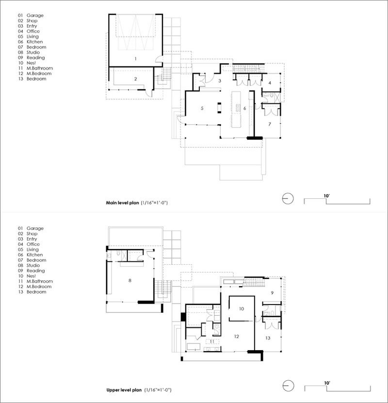 FLOOR PLAN - Stephenson Design Collective has designed 'House On The Cove', a modern house with a separate garage and studio, that's located in Bellingham, Washington State. #FloorPlan #ModernHouse #Architecture #HouseDesign