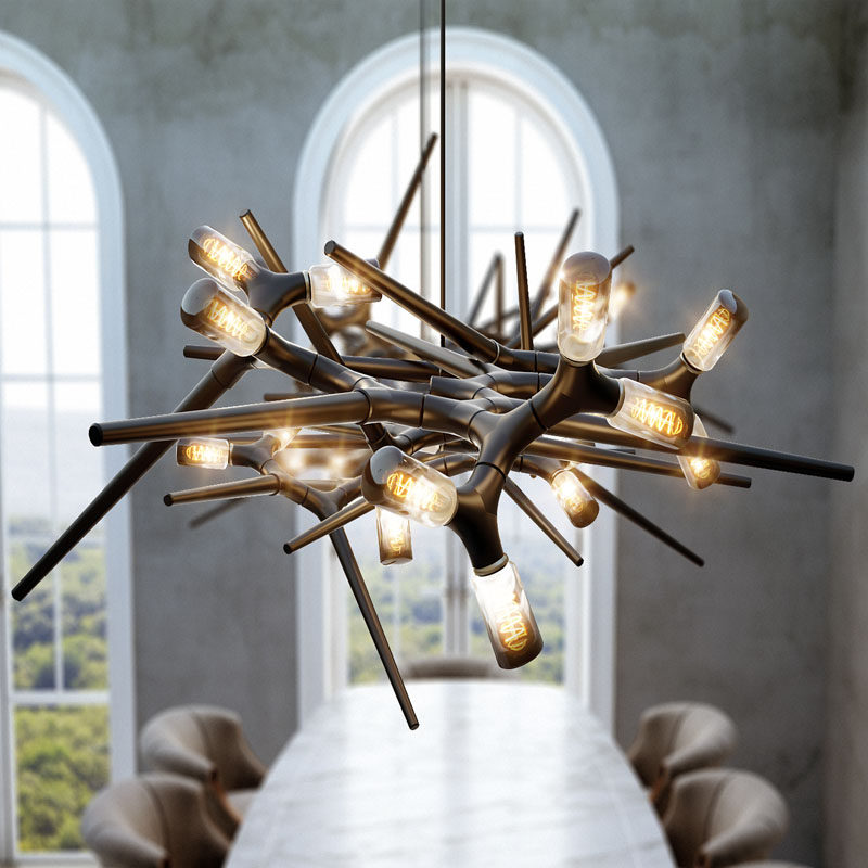 This modern and sculptural lighting design is composed of only two different pieces, allowing it to transform into any size and form in any kind of living space with the addition of more pieces. #Lighting #ModernLighting #LightingDesign #SculpturalLighting