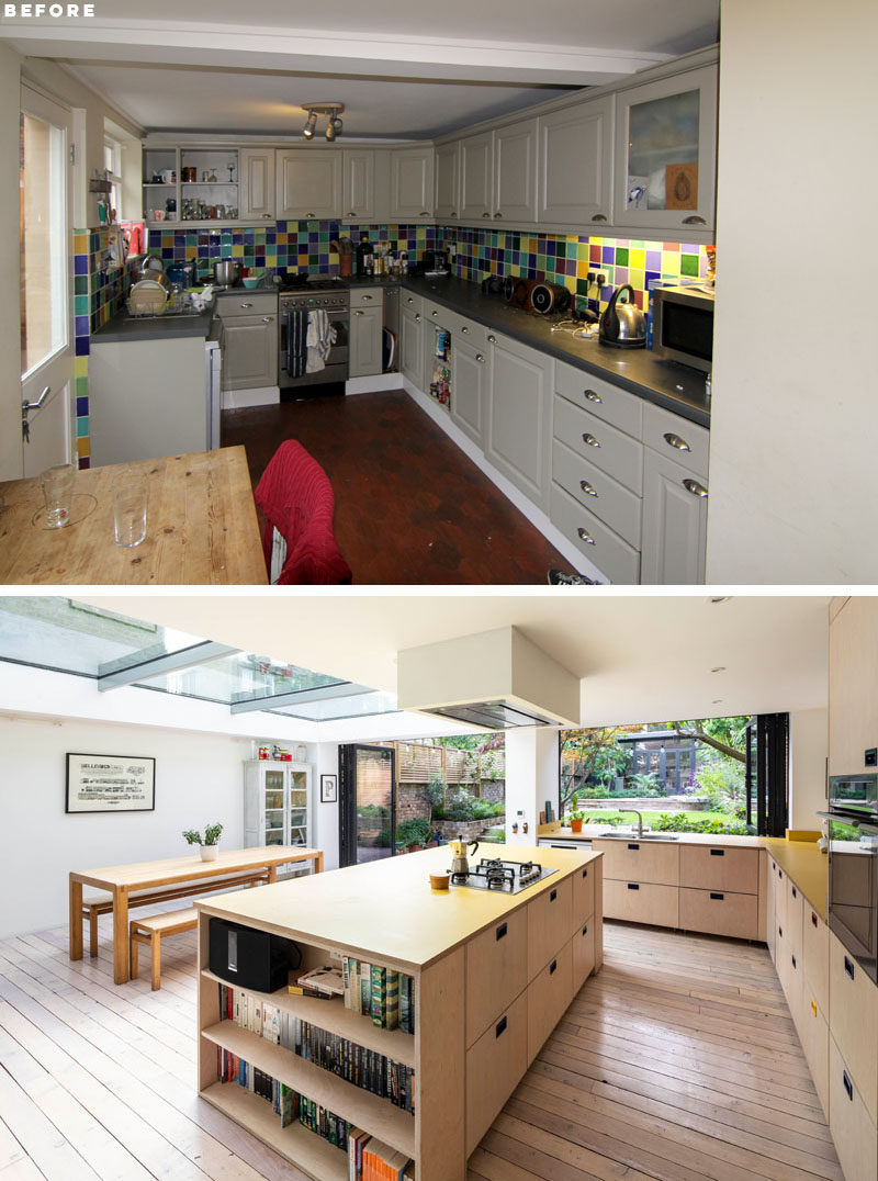 The new open floor plan allows for this dining area and the kitchen to be connected, creating a seamless transition between the two spaces. #ModernKitchen #KitchenDesign #OpenPlanKitchen