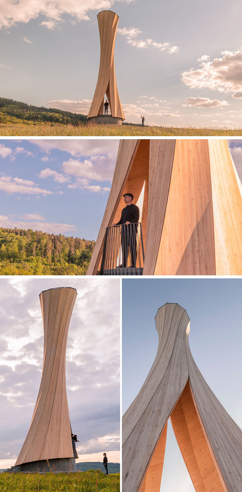 The Urbach Tower is the first wood structure made from self-shaped components, and it serves as a landmark building for the City of Urbach’s contribution to the Remstal Gartenschau 2019. #Architecture #Design #Sculpture