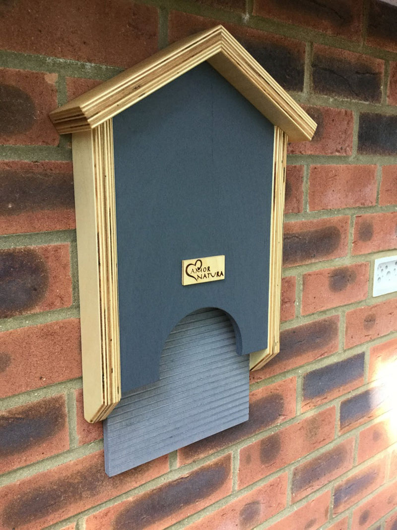 The 'Shades of Grey' Bat House by AmorNatura has been designed with an oil-sealed plywood exterior, with a painted grey facade to absorb the heat from the sun. #BatHouse #BatBox