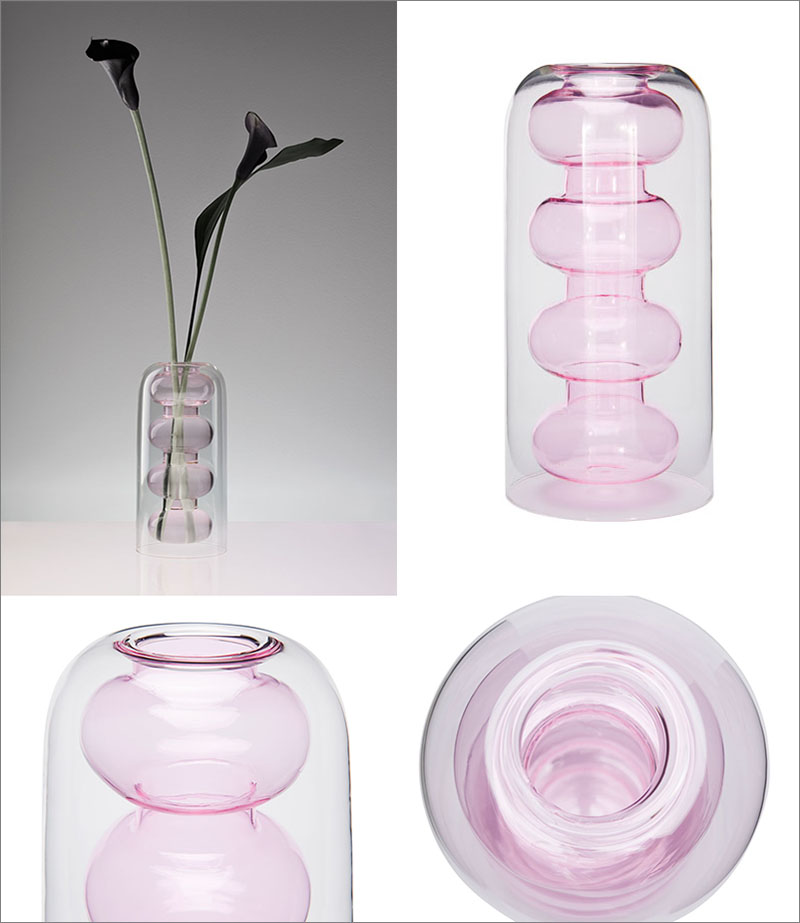 Tom Dixon has designed a series of three modern glass vases as part of his Bump collection. #GlassVase #ModernHomeDecor #HomeDecor