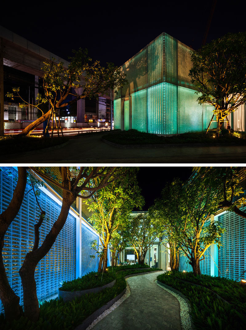 Architecture Ideas - 20,000 rectangular glass blocks were used to create a modern building that also hides an interior courtyard. #GlassBlocks #Architecture #BuildingIdeas #Lighting