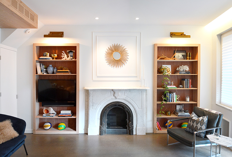 Built In Wood Bookshelves Around Fireplace 050719 158 01