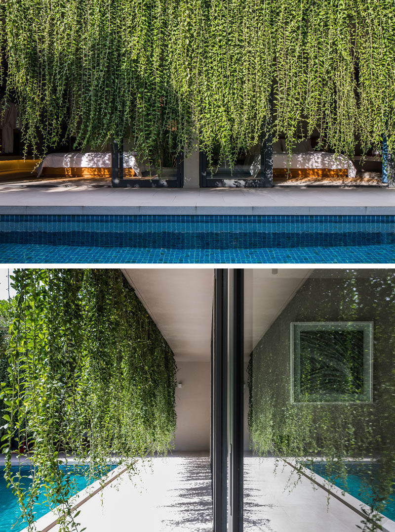 Landscaping Ideas - Hanging gardens provide a lush environment and privacy for interior rooms. #Gardens #HangingGarden #PlantCurtain #Landscaping