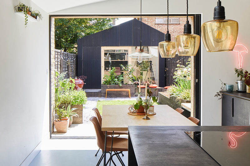 A small backyard office creates a work-from-home space.