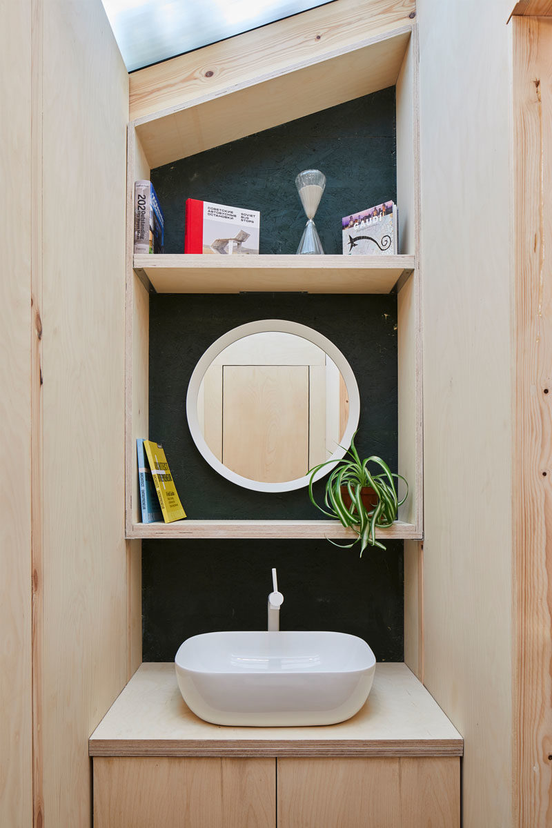 A small backyard office bathroom.