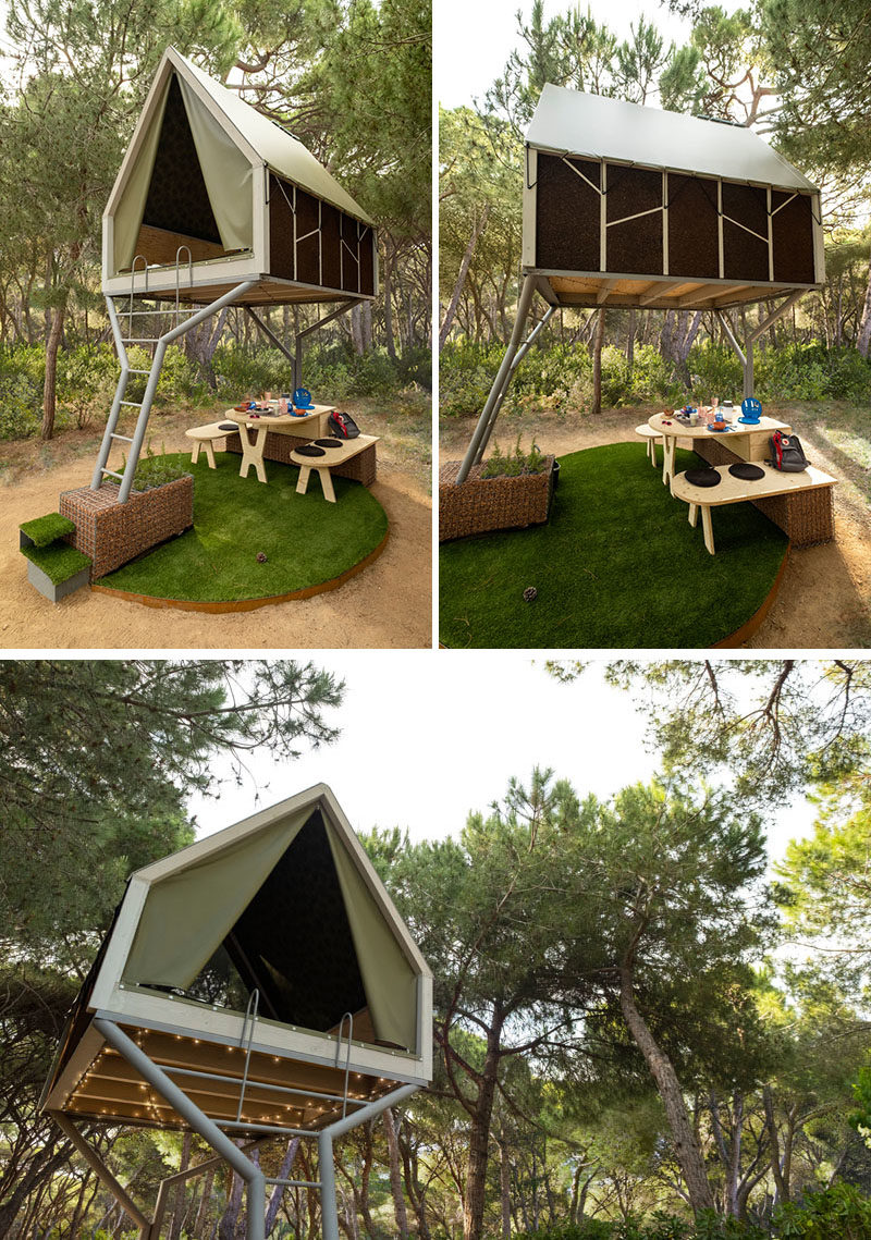 ERA architects has designed the Pinea Suite, a modern interpretation of a cabin, that also includes design elements from a tent and a tree house. #Design #Architecture #Cabin #Glamping #Tent
