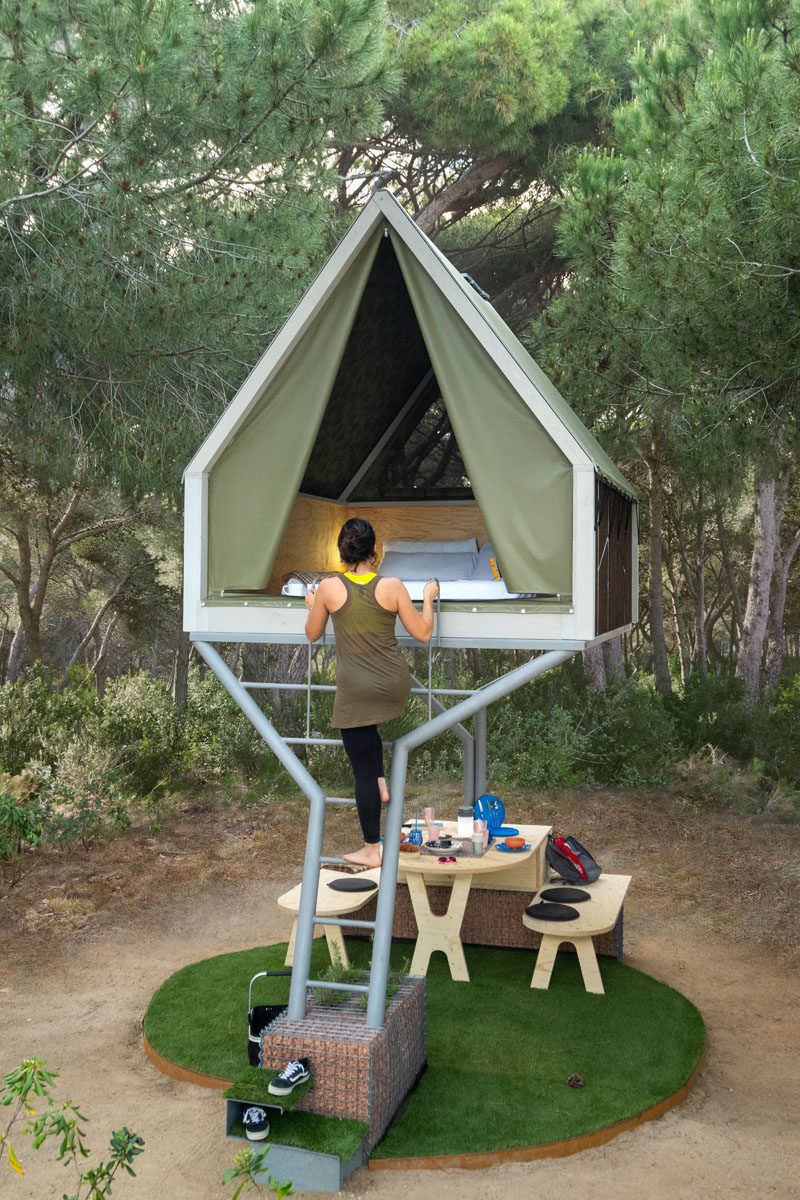 ERA architects has designed the Pinea Suite, a modern interpretation of a cabin, that also includes design elements from a tent and a tree house. #Design #Architecture #Cabin #Glamping #Tent