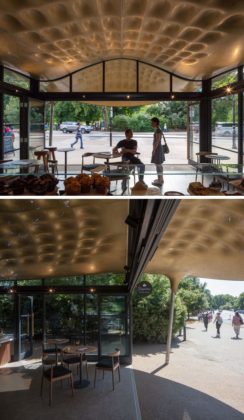 This modern coffee house has a design that echoes a stingray’s flight through water, and draws inspiration from Japanese teahouses. #ModernCoffeeHouse #CoffeeHouse #Architecture #Cafe #CoffeeShop #Sculptural